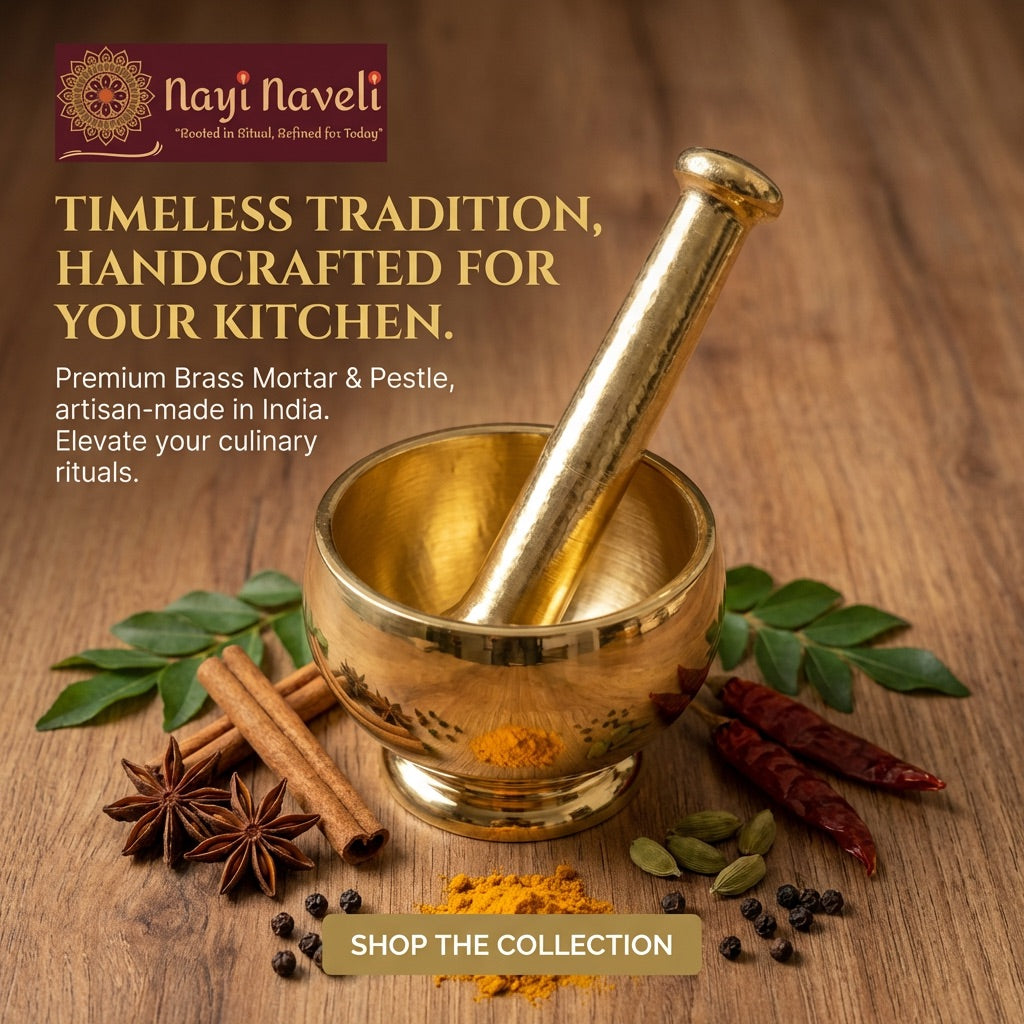 Premium Brass Mortar & Pestle | Handcrafted | Made in India