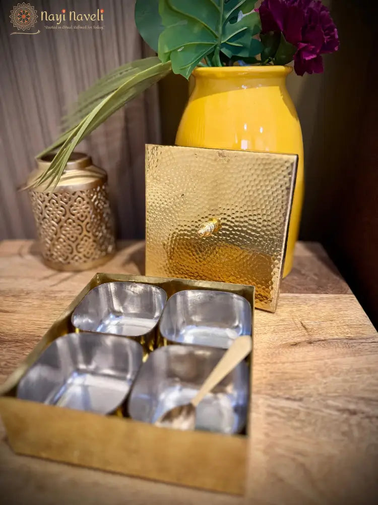 4 in 1 Brass Mukhwas Box