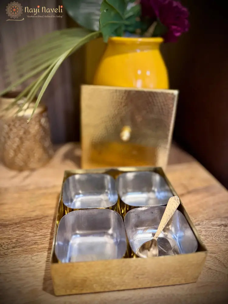 4 in 1 Brass Mukhwas Box