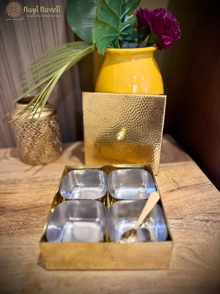 4 in 1 Brass Mukhwas Box