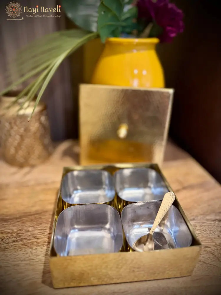4 in 1 Brass Mukhwas Box
