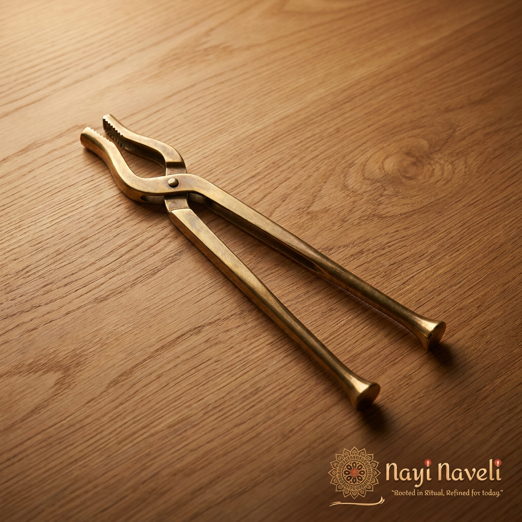 Nayi Naveli Premium Brass Pakkad (10.5 Inch) | Traditional Kitchen Tong for Hot Cookware & Vessels