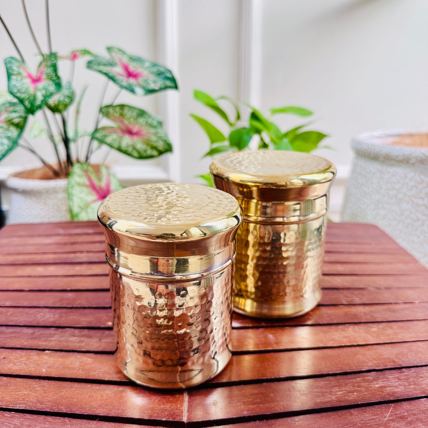 Premium Brass Storage Jar (Set of 2)
