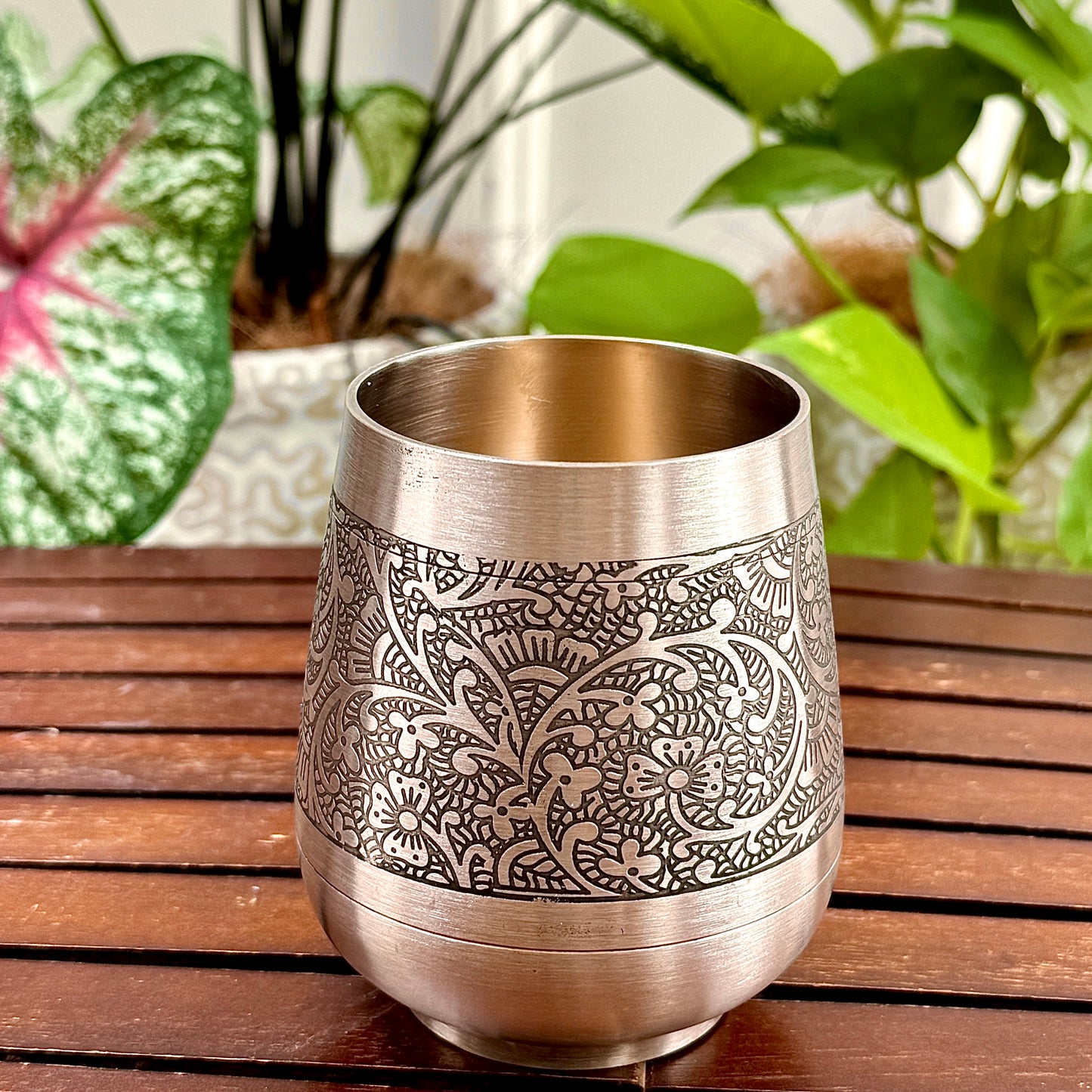 Handcrafted Bronze Thali Set with Intricate Engravings