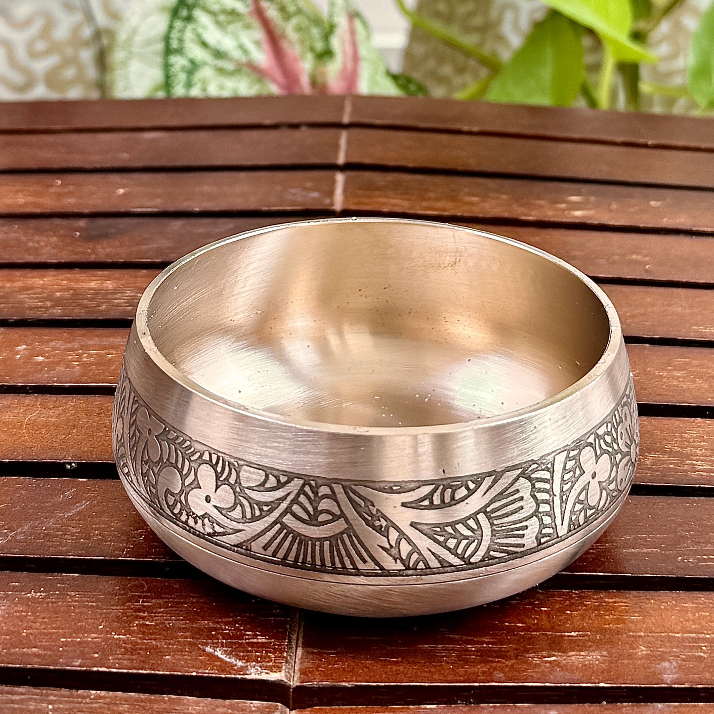 Handcrafted Bronze Thali Set with Intricate Engravings