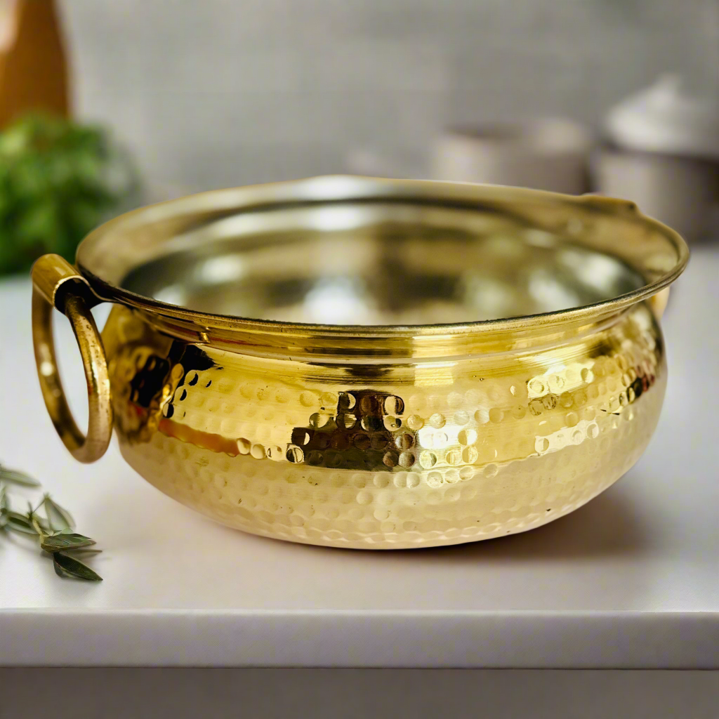 Premium Brass Lagaan Handi | Kalai-Coated Traditional Cookware with Handles 1.5L, 2.5L and 3.5L