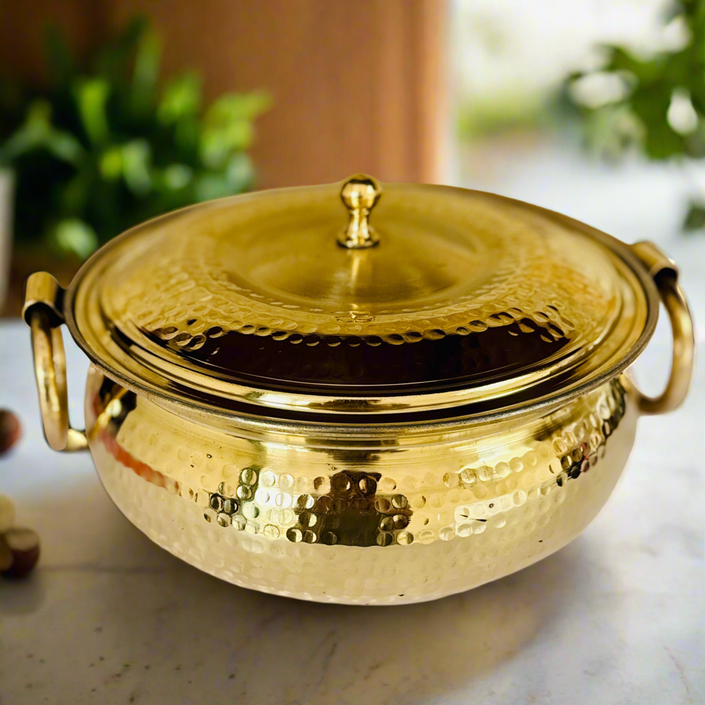 Premium Brass Lagaan Handi | Kalai-Coated Traditional Cookware with Handles 1.5L, 2.5L and 3.5L