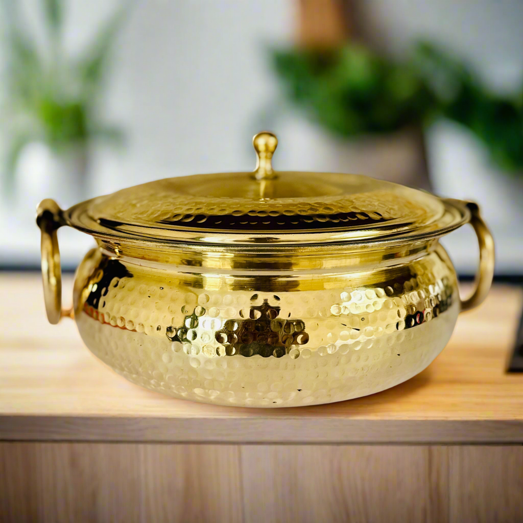 Premium Brass Lagaan Handi | Kalai-Coated Traditional Cookware with Handles 1.5L, 2.5L and 3.5L