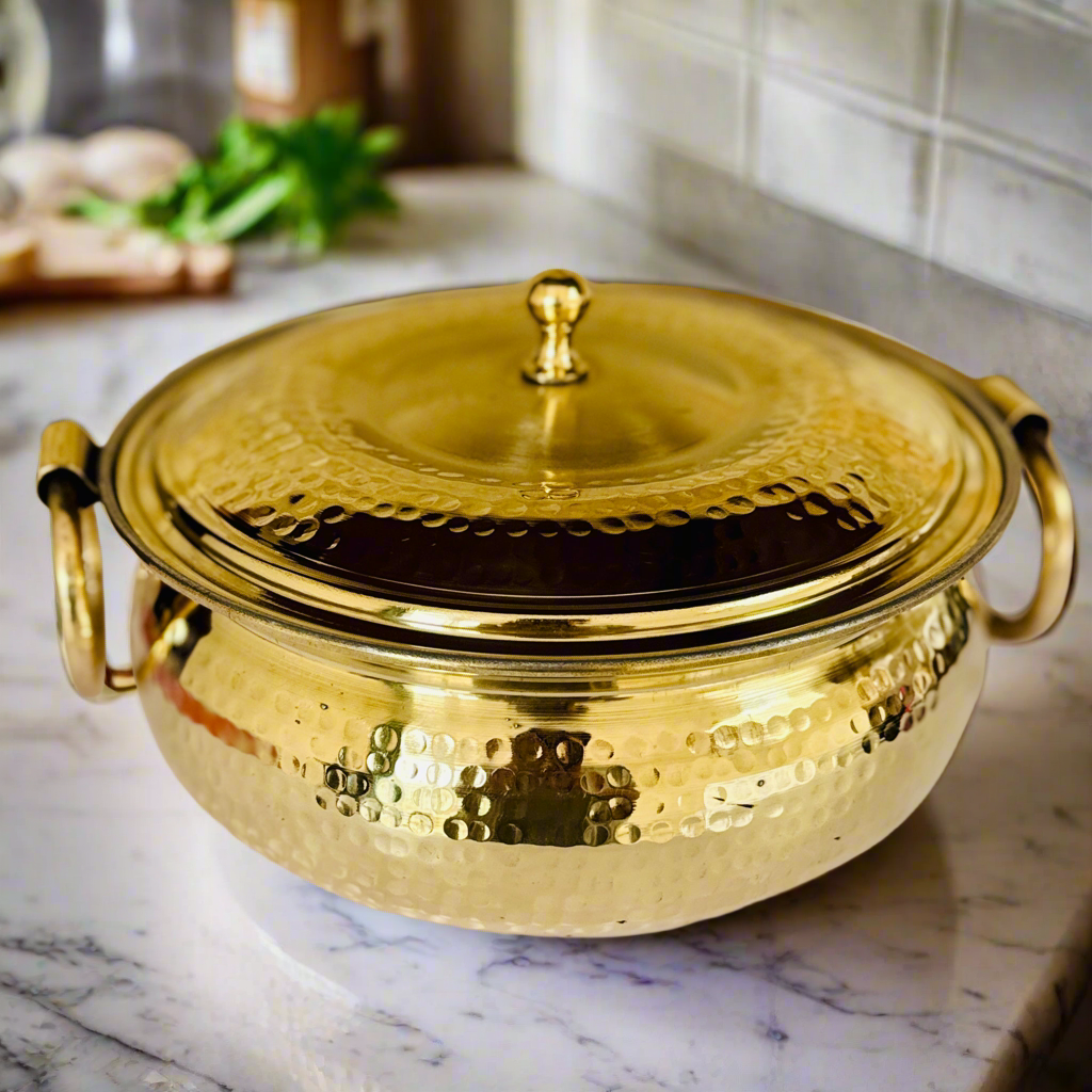 Premium Brass Lagaan Handi | Kalai-Coated Traditional Cookware with Handles 1.5L, 2.5L and 3.5L
