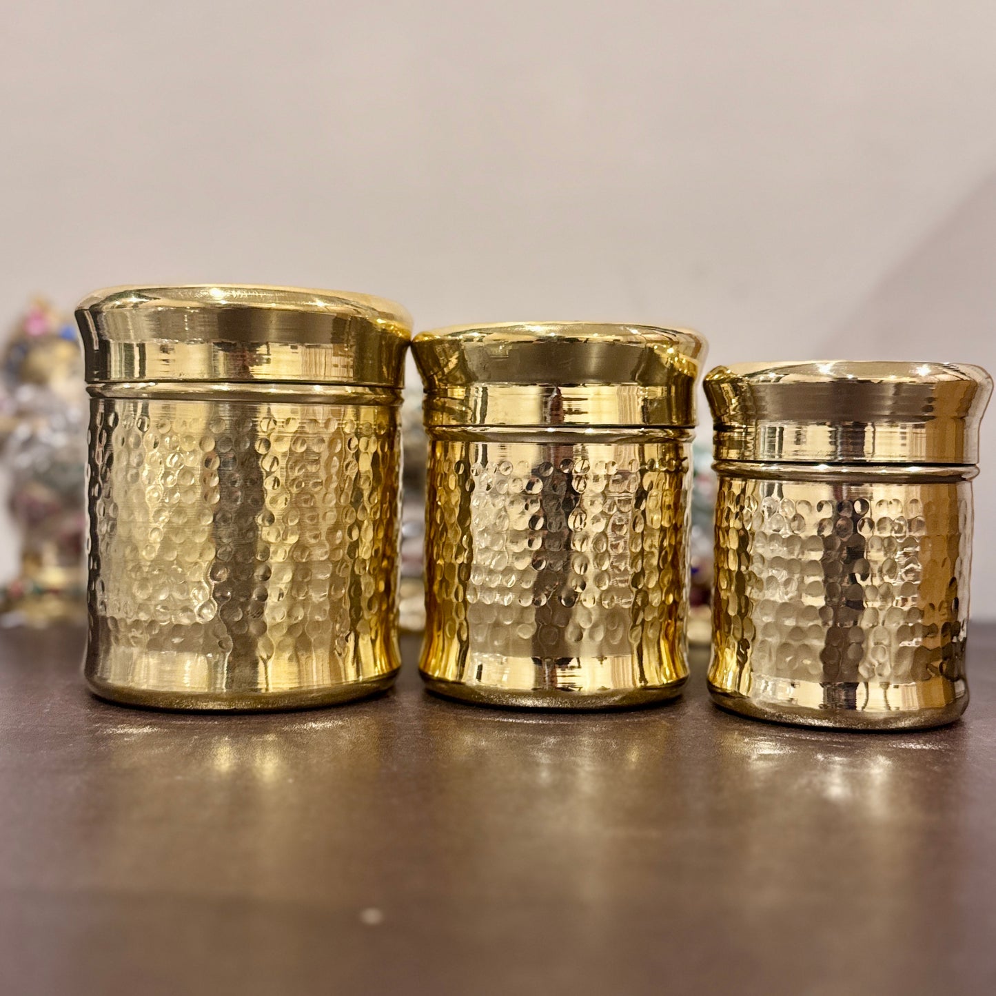 Premium Hammered Brass Container Set of 3 โ Made in India ๐ฎ๐ณ