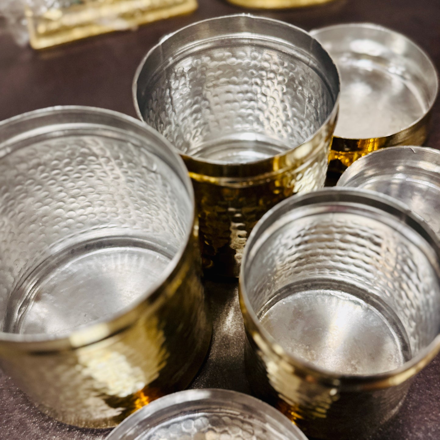 Premium Hammered Brass Container Set of 3 โ Made in India ๐ฎ๐ณ