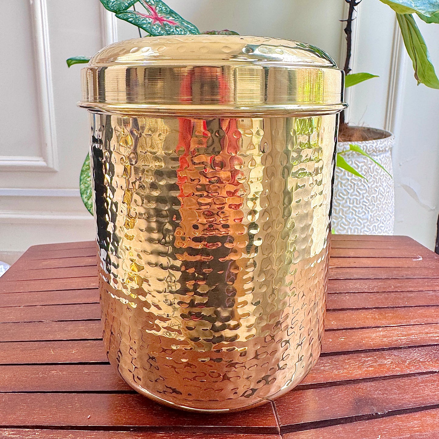 Premium Hand-Hammered Brass Container – 5 Pieces (800g to 2kg Capacity)