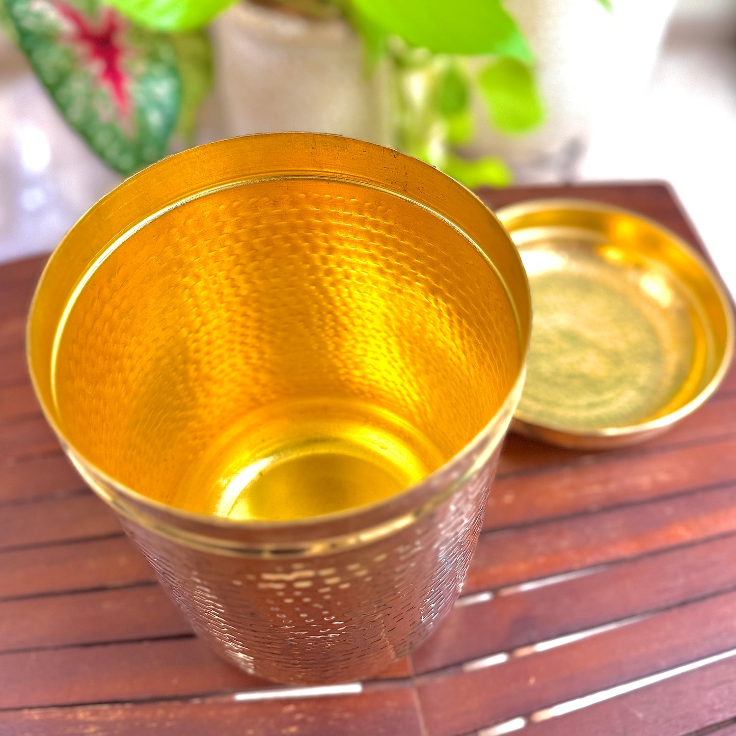 Premium Hand-Hammered Brass Container – 5 Pieces (800g to 2kg Capacity)