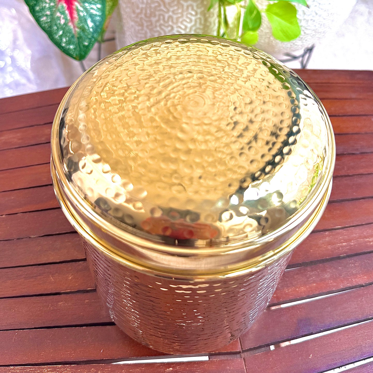 Premium Hand-Hammered Brass Container – 5 Pieces (800g to 2kg Capacity)
