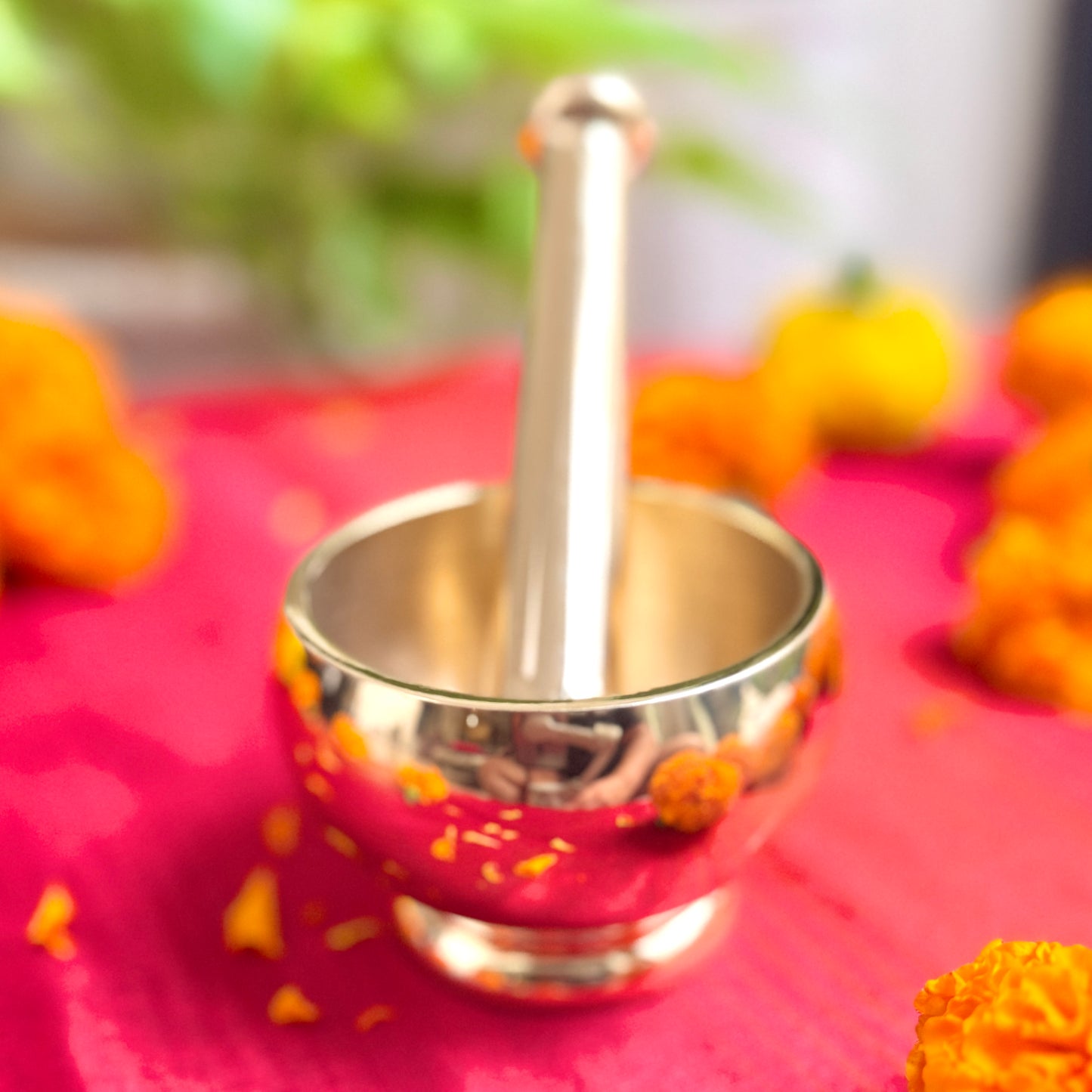 Premium Brass Mortar & Pestle | Handcrafted | Made in India