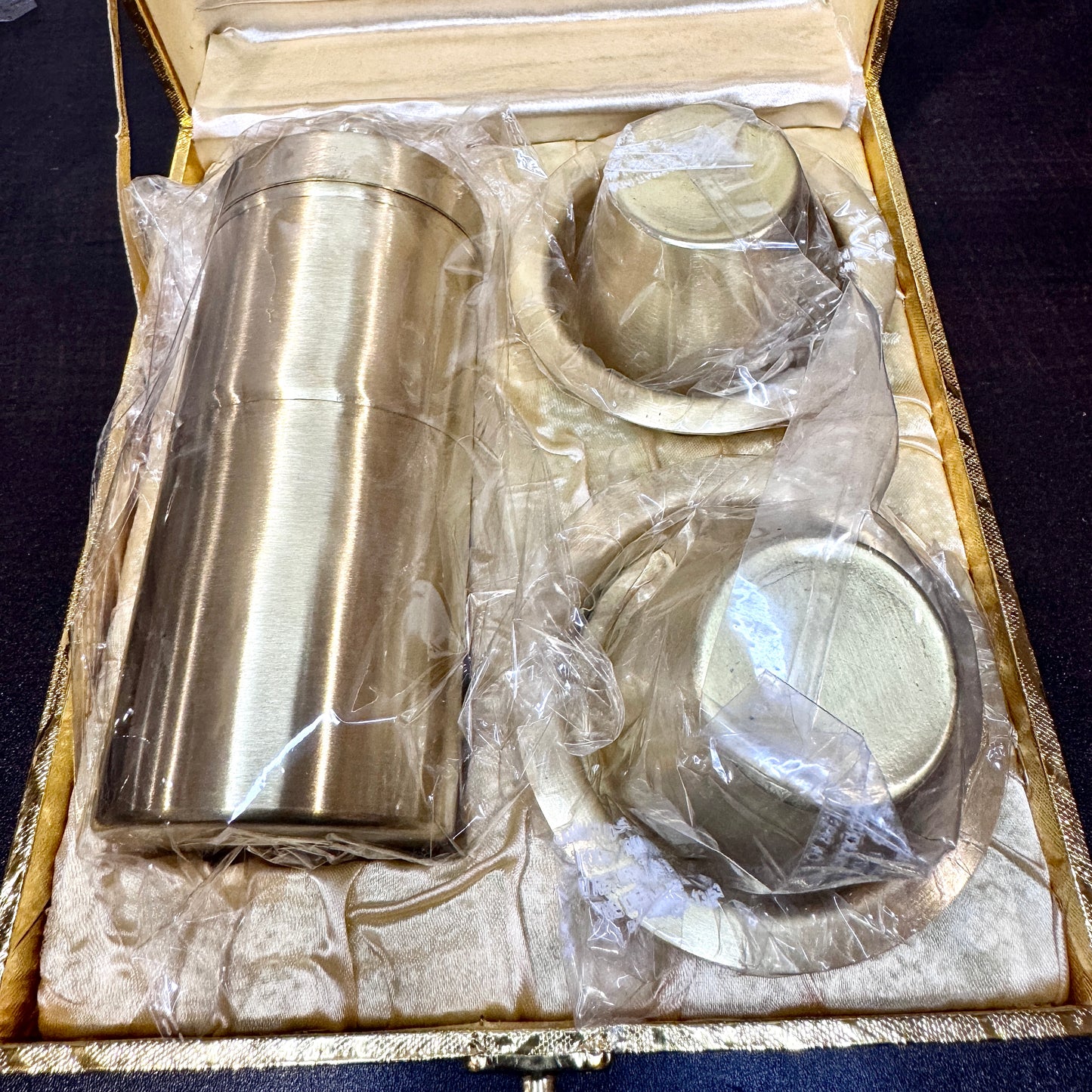Premium Pure Brass South Indian Coffee Filter & Dabara Set – Golden Gift Box Edition