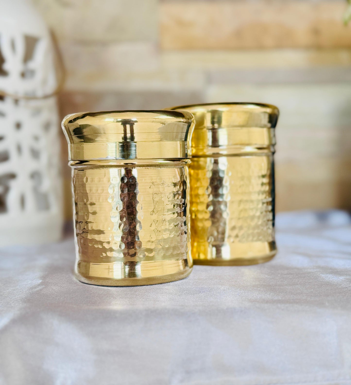 Premium Brass Storage Jar (Set of 2)