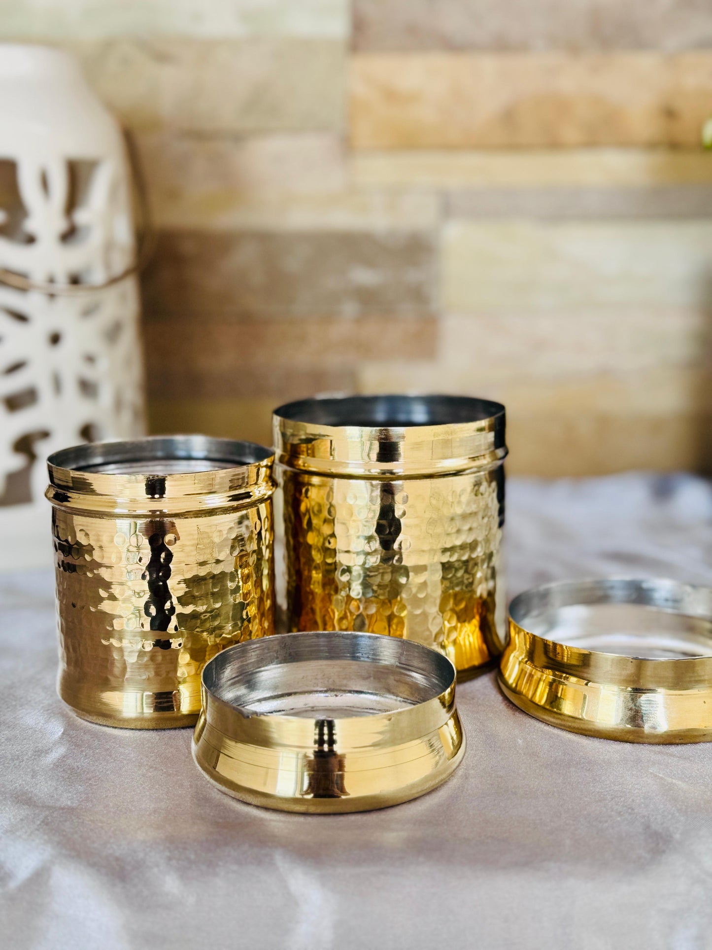 Premium Brass Storage Jar (Set of 2)
