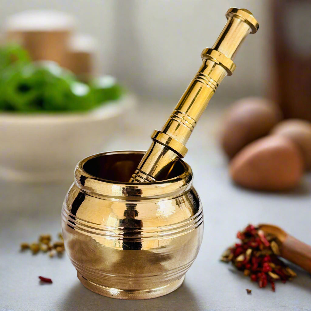 Premium Handcrafted Brass Mortar & Pestle (Kutni)