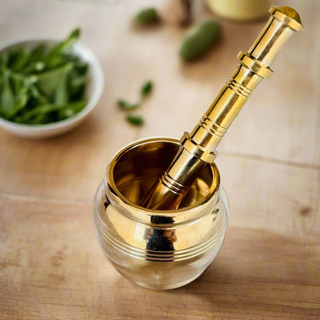 Premium Handcrafted Brass Mortar & Pestle (Kutni)