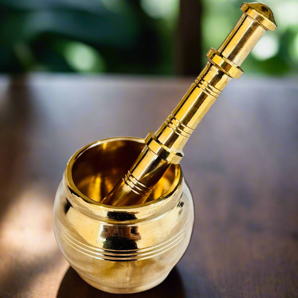 Premium Handcrafted Brass Mortar & Pestle (Kutni)