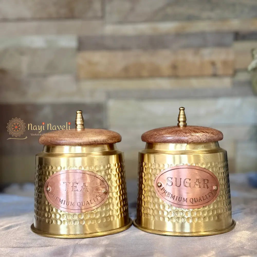 Premium Brass Tea & Sugar Canister Combo