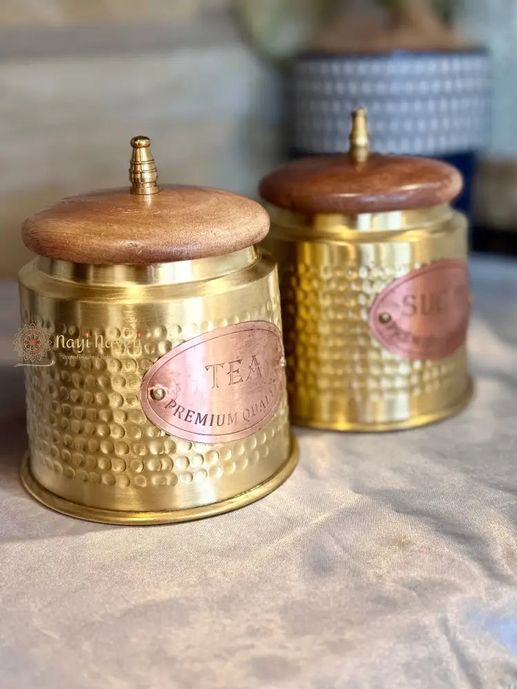 Premium Brass Tea & Sugar Canister Combo