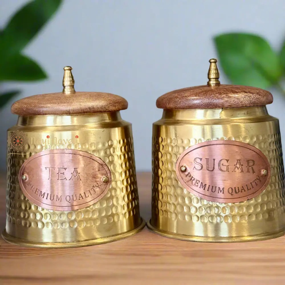 Premium Brass Tea Sugar Canister Combo
