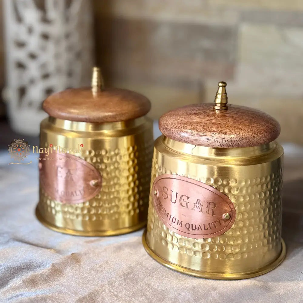 Premium Brass Tea & Sugar Canister Combo