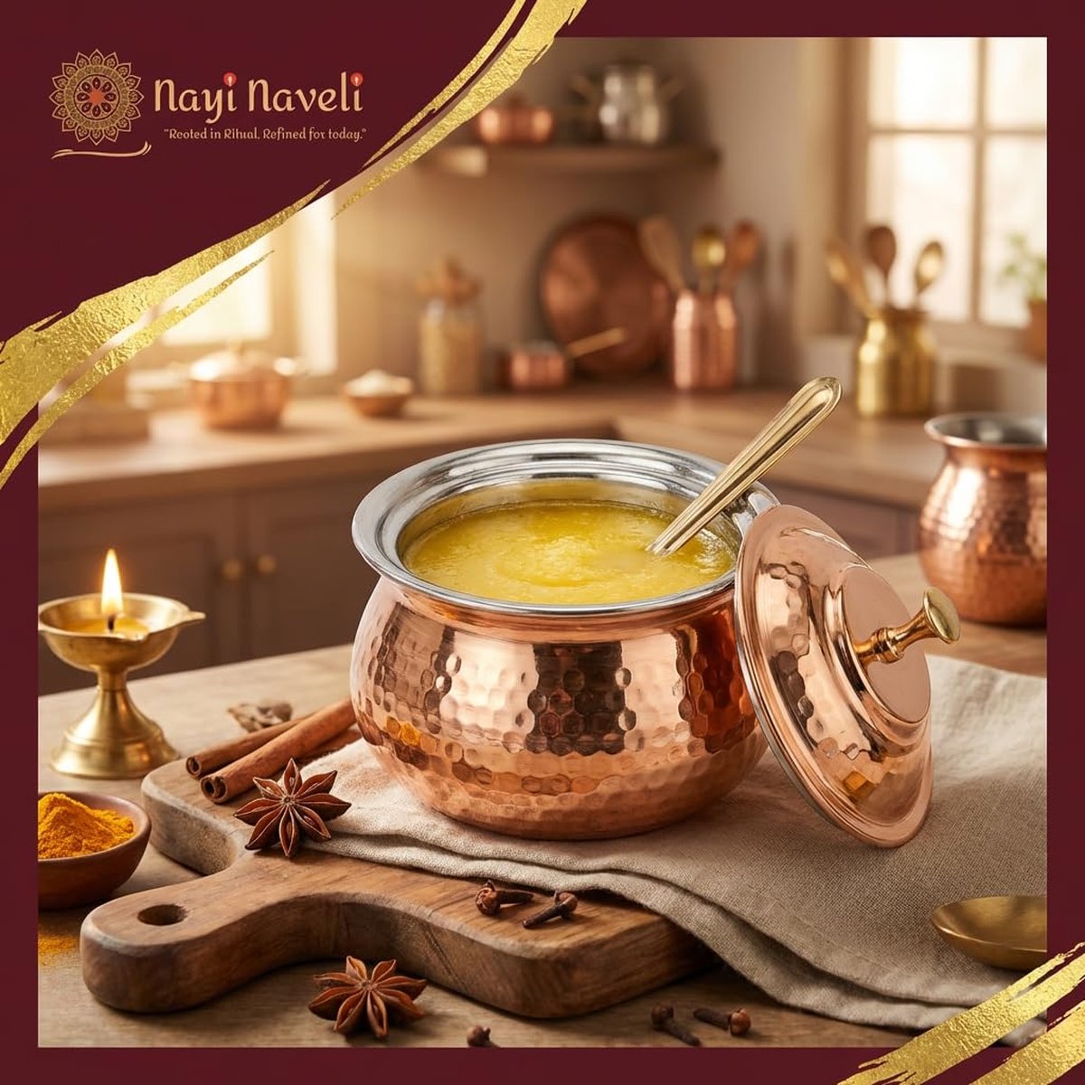 Brass & Copper Ghee Pot (Dual Tone), photo 3