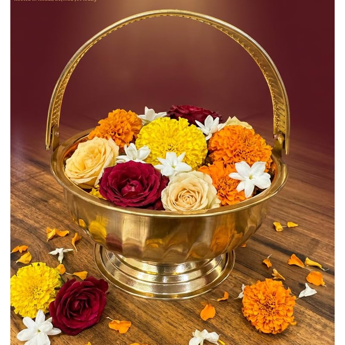 Brass Flower Basket with Handle