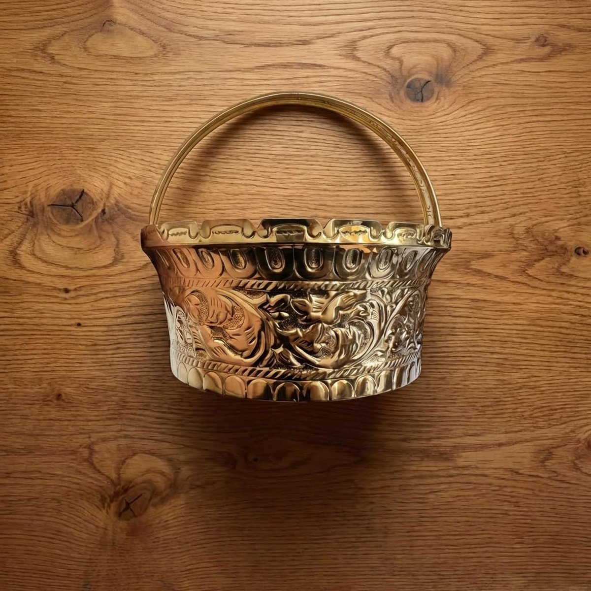 Brass Flower Basket with Handle, photo 6