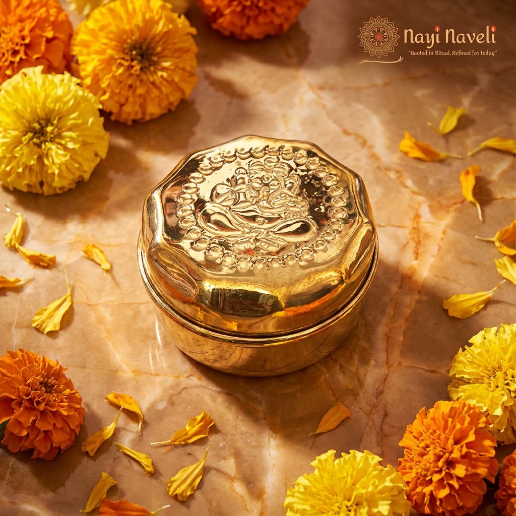 Brass Kumkum Container — Design 3