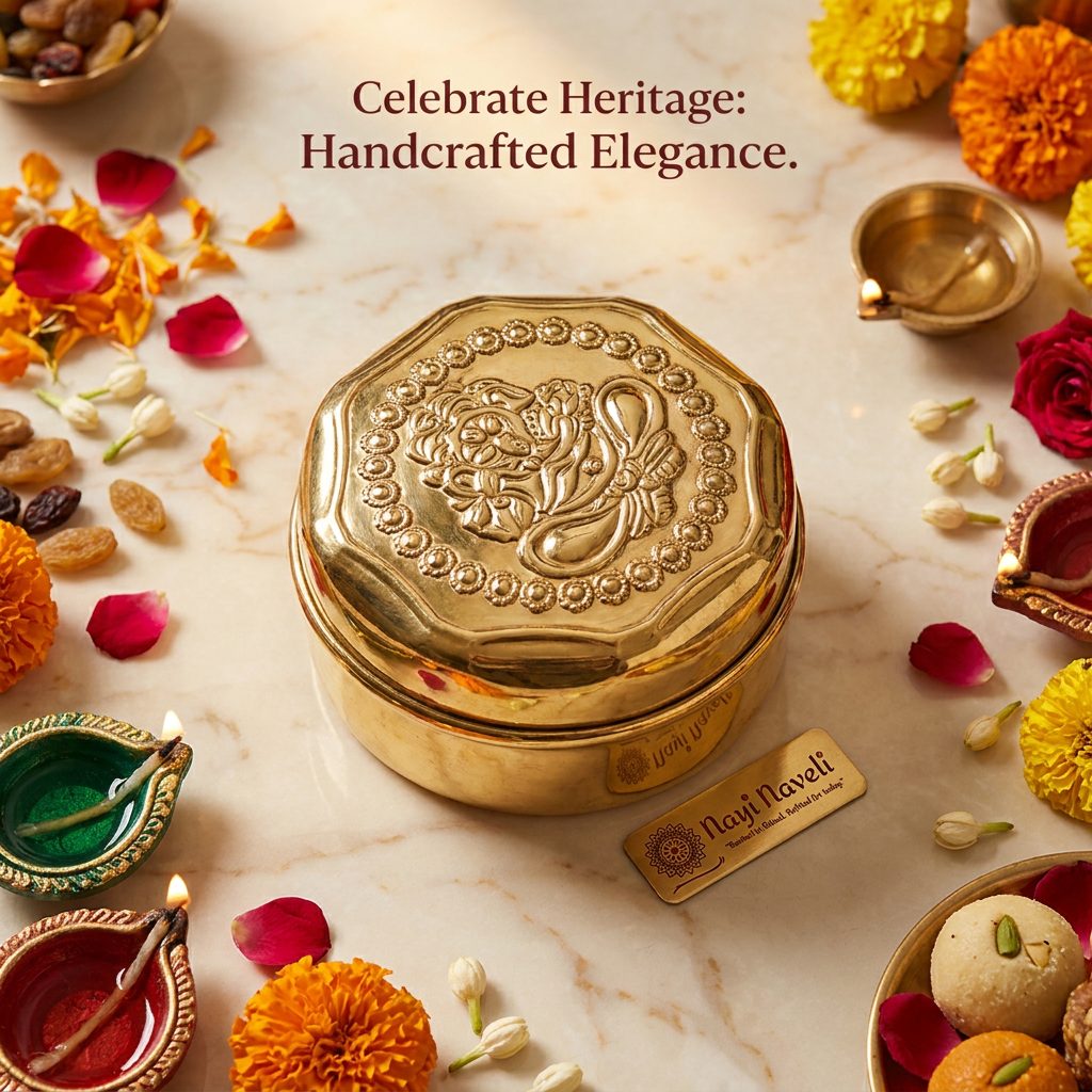 Brass Kumkum Container — Design 3 — photo 2