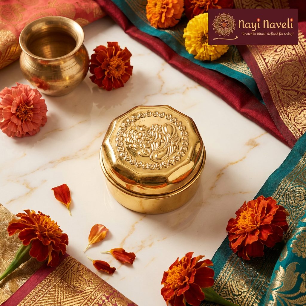 Brass Kumkum Container — Design 3 — photo 3
