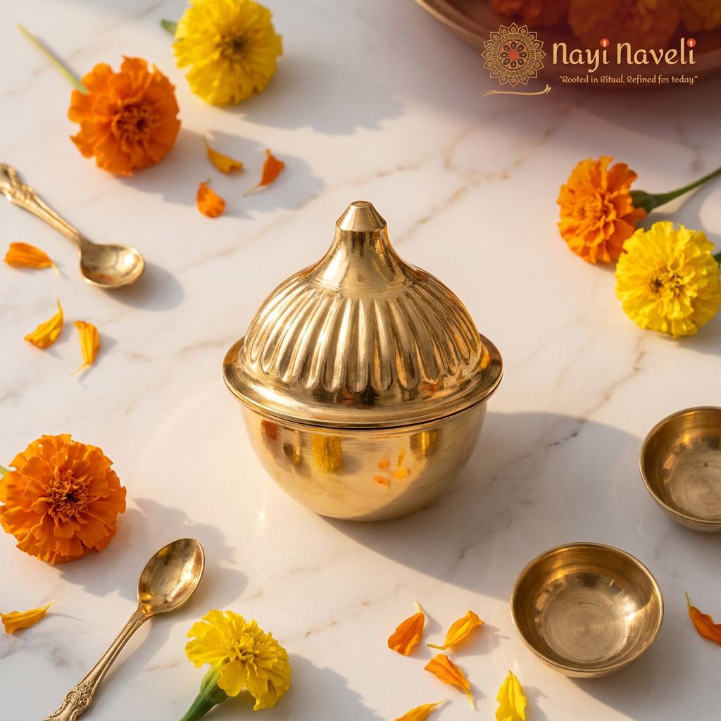 Brass Kumkum Container — Design 6