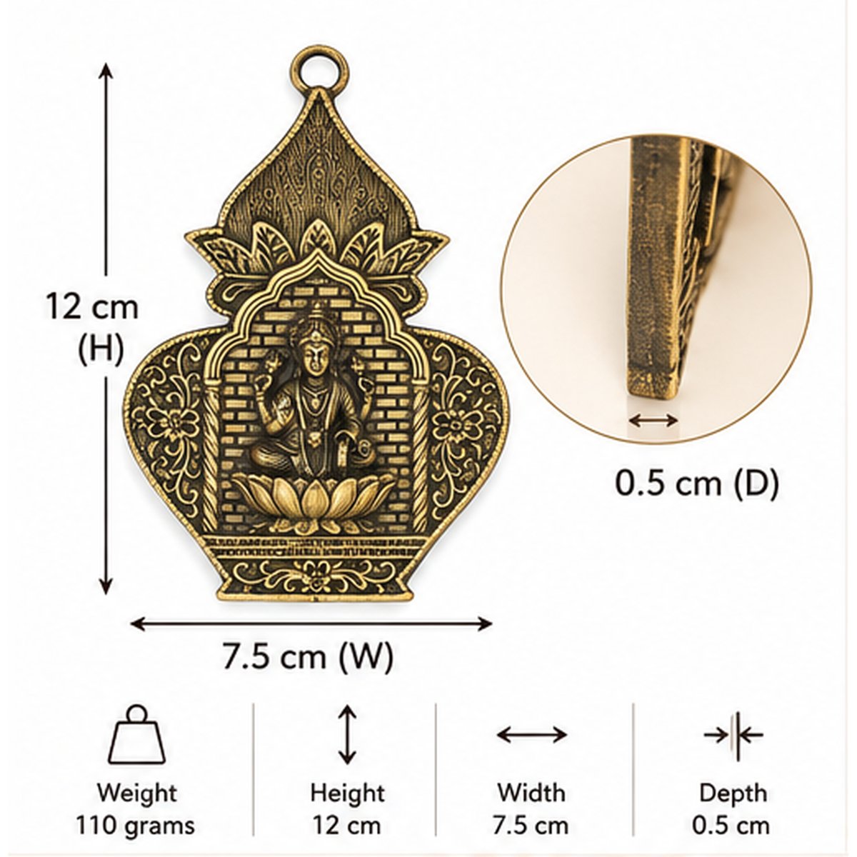 Brass Lakshmi Wall Hanging, photo 2