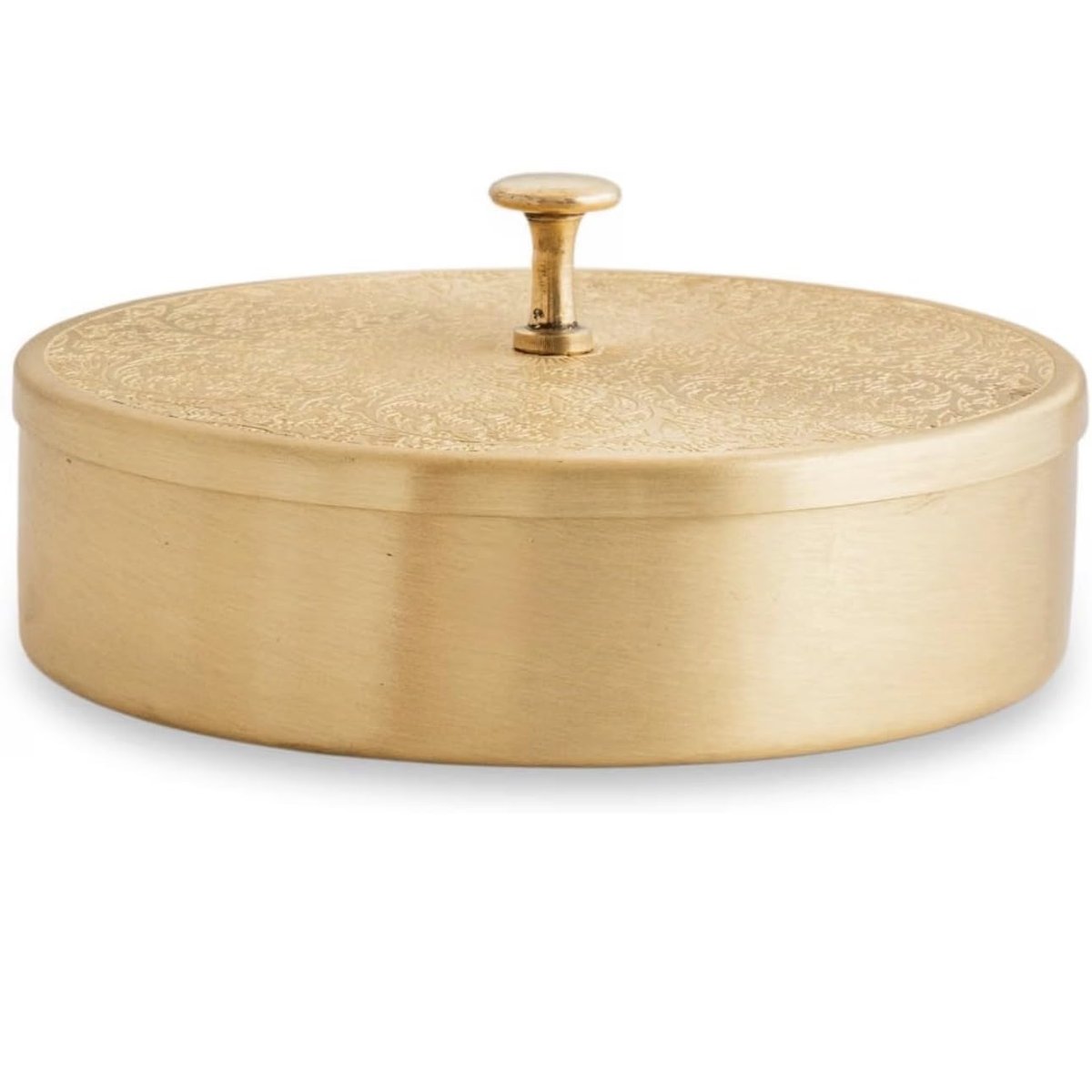 Brass Masala Box with Embossed Lid (5 Inch)