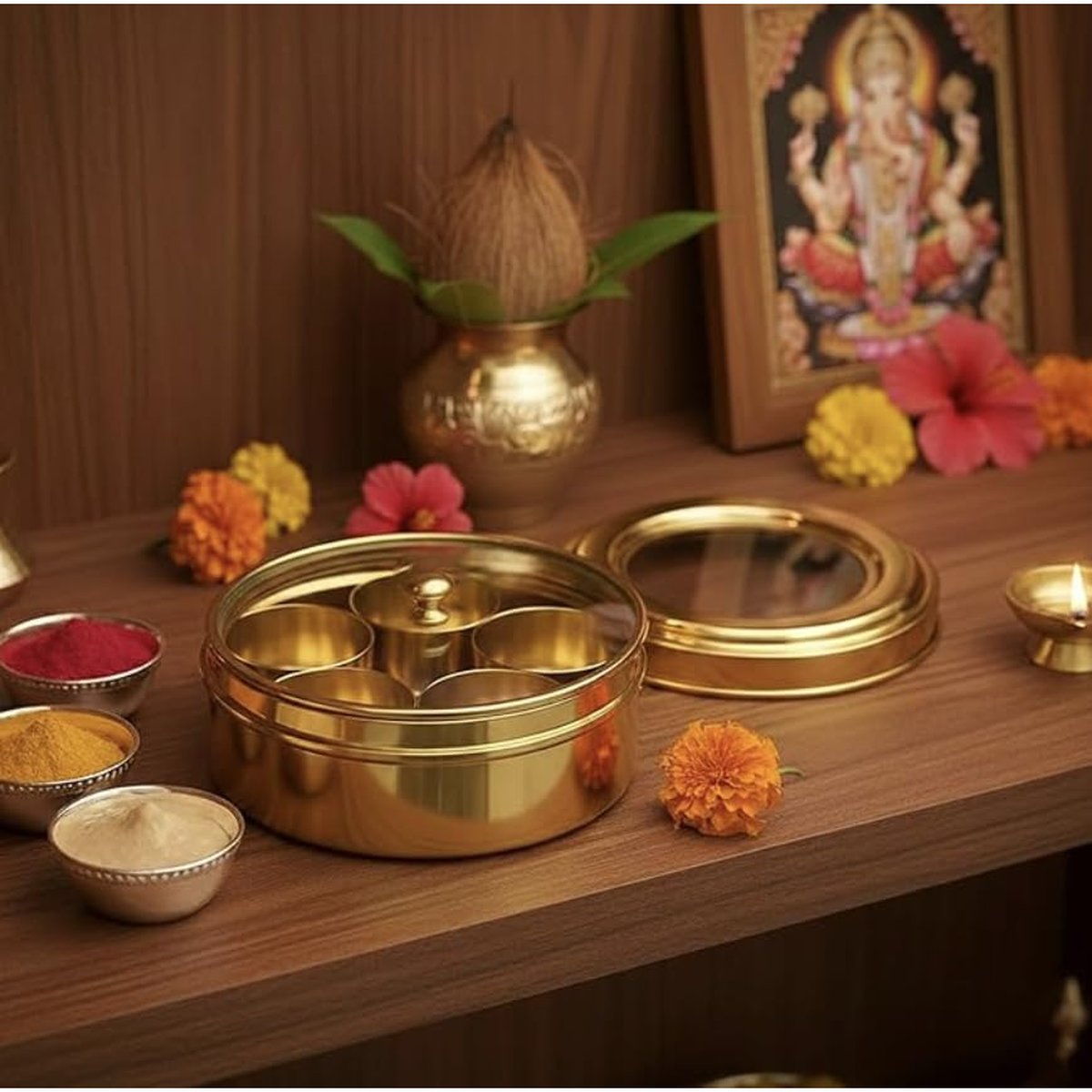 Brass Mini Masala Box (4 Inch), photo 5
