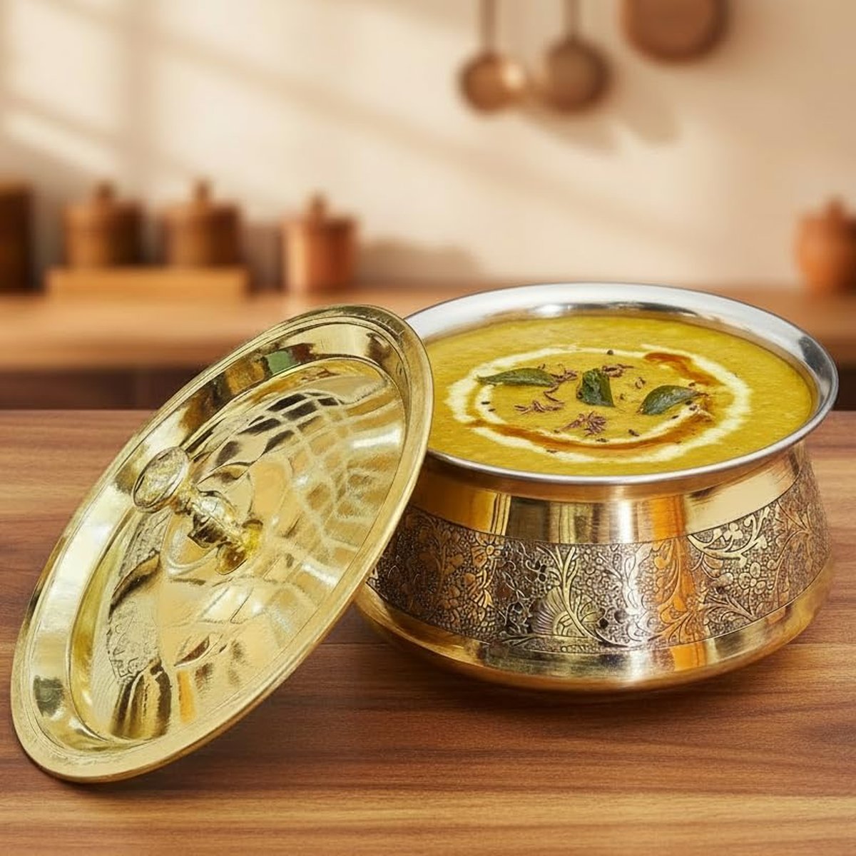 Brass Serving Handi with Lid, photo 2