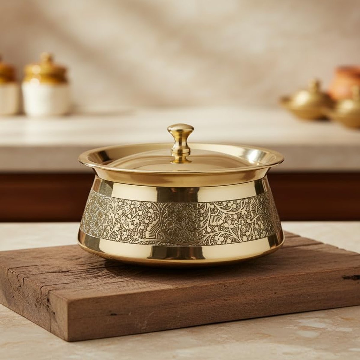 Brass Serving Handi with Lid, photo 3