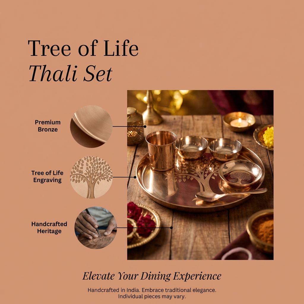 Bronze Thali Set Tree of Life — photo 3