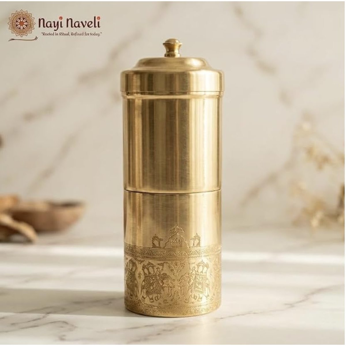 Elephant Design Brass Coffee Filter, photo 4