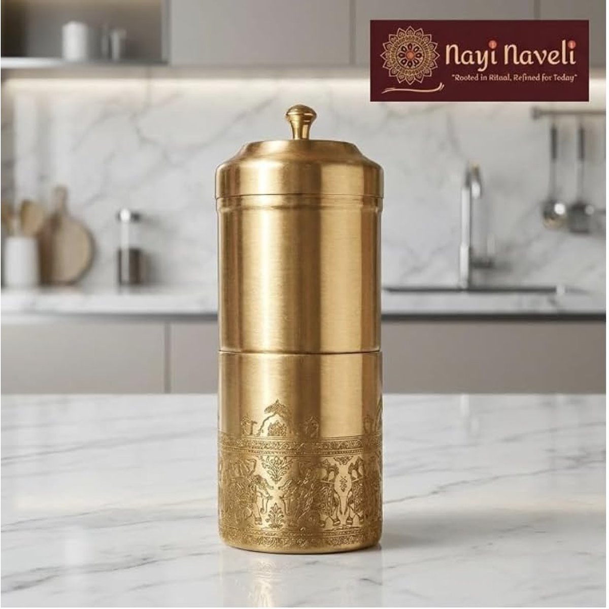 Elephant Design Brass Coffee Filter, photo 5