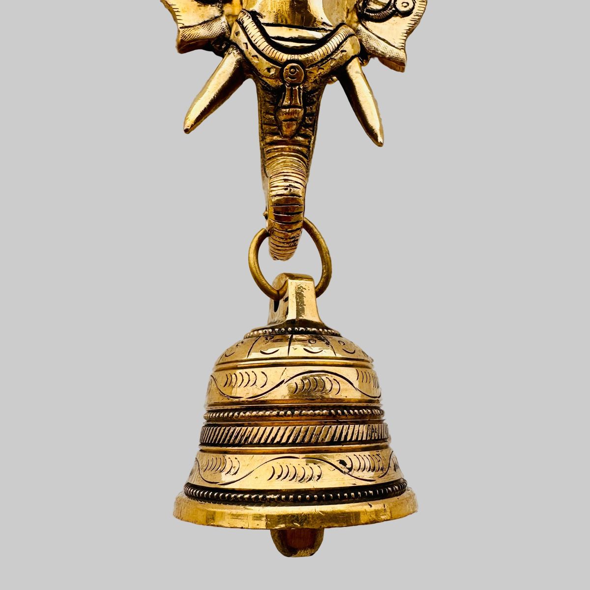 Elephant Face Door Knocker with Brass Bell — photo 2