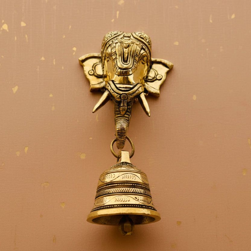 Elephant Face Door Knocker with Brass Bell — photo 6