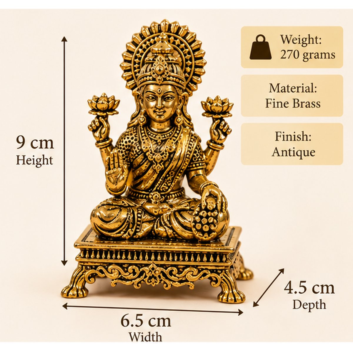 Fine Brass Lakshmi & Ganesha Idol on Asana, photo 5