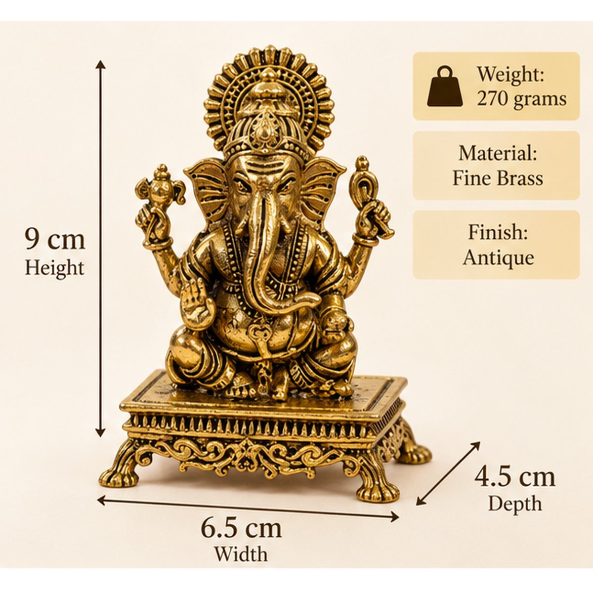 Fine Brass Lakshmi & Ganesha Idol on Asana, photo 6