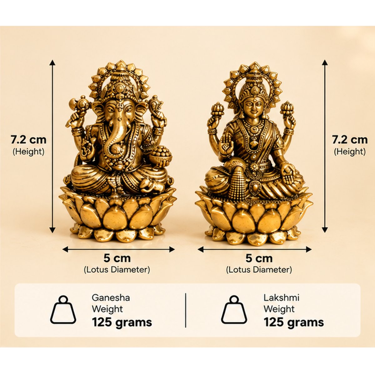 Fine Brass Lakshmi & Ganesha Idol on Lotus, photo 2