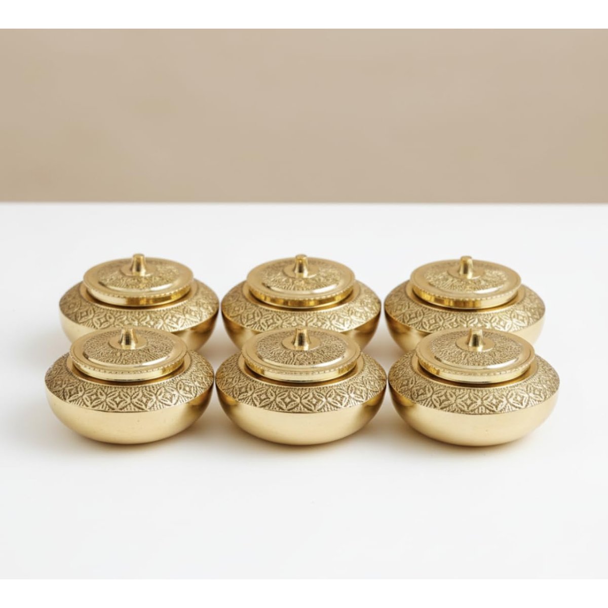 Floral Engraved Brass Kumkum Dibbi, photo 5
